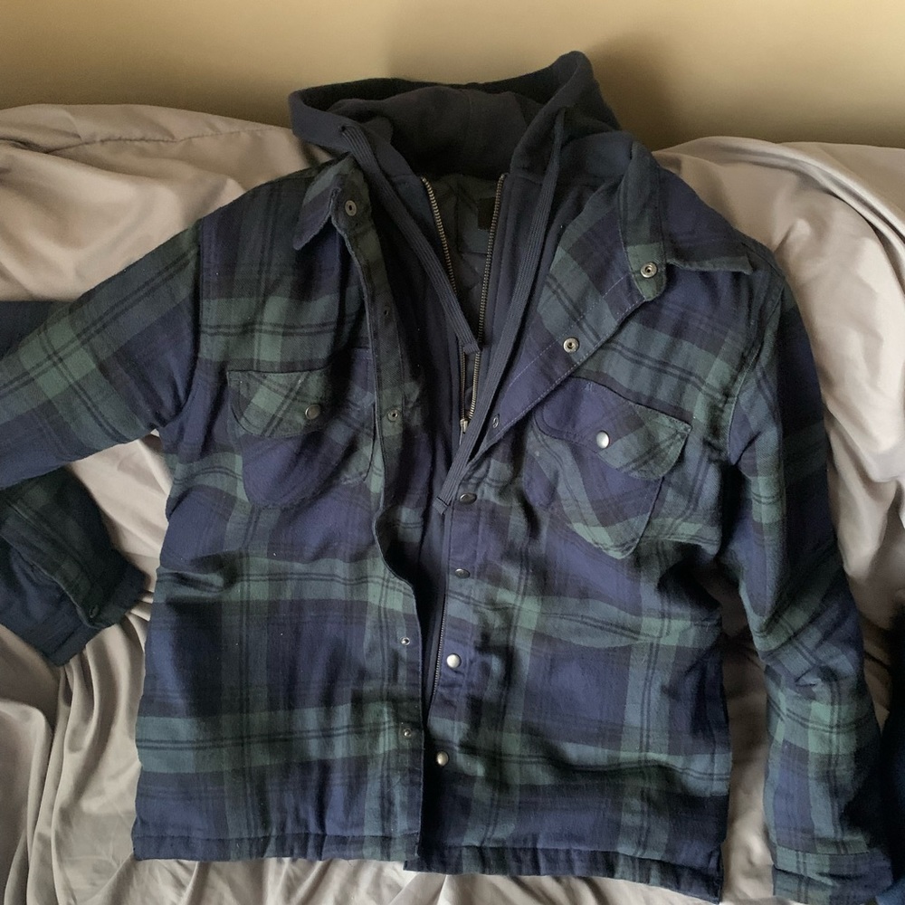 Flannel jacket with build in hood